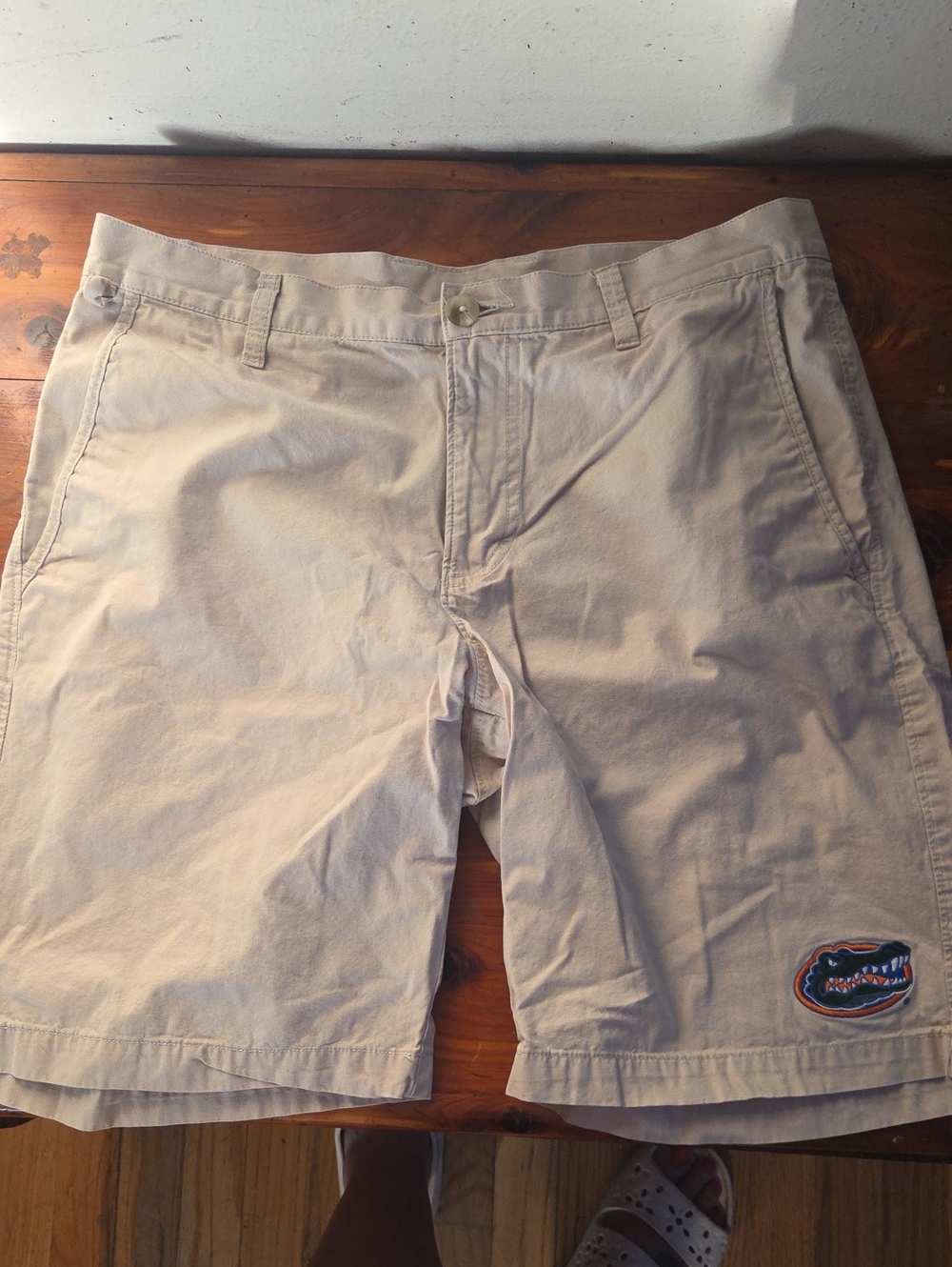 Columbia Tan Flat-Front Chino Shorts with Team Patch